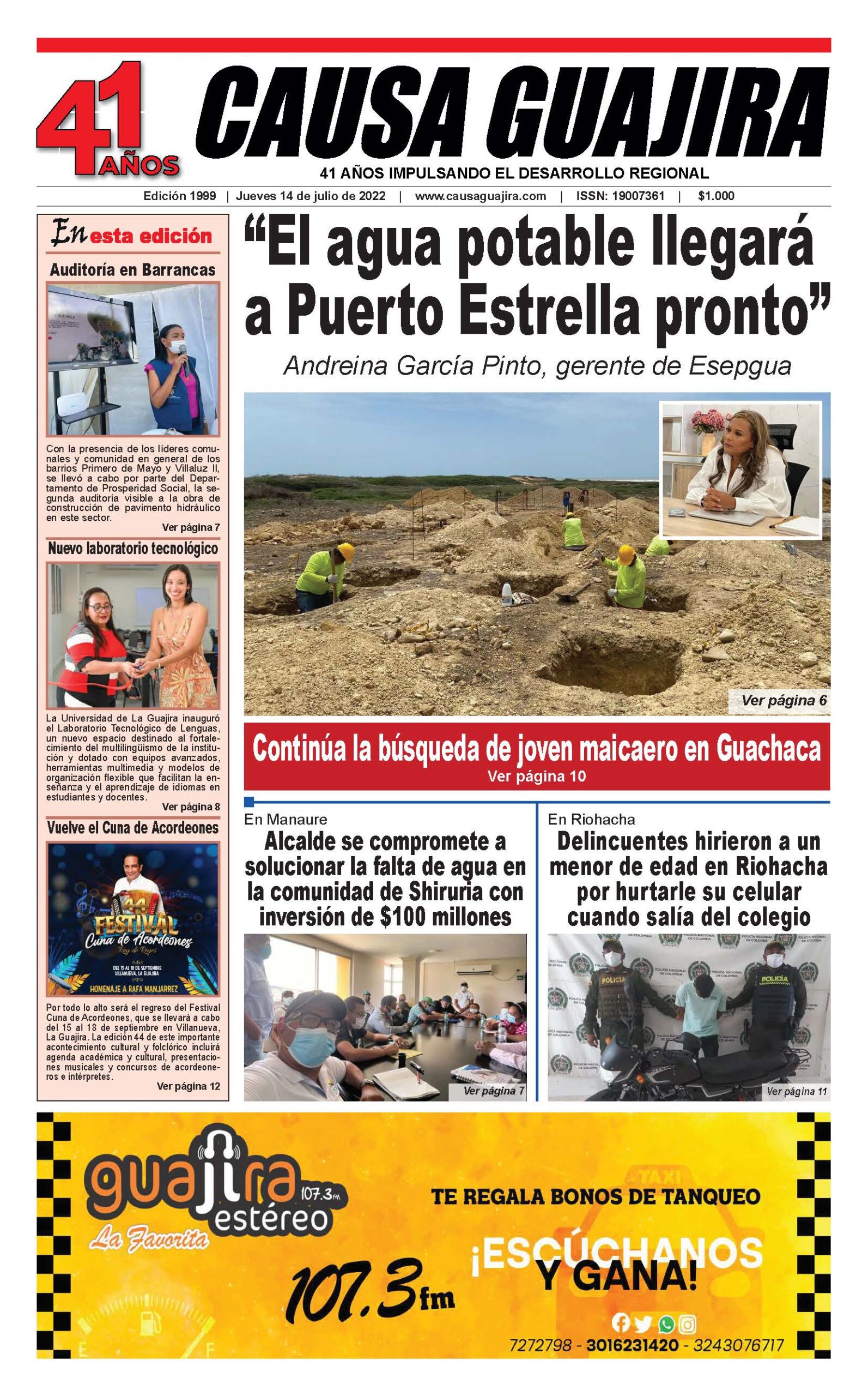 Causa Guajira 40 Años Impulsando El Desarrollo Regional El Periódico De Mayor Tradición En El 